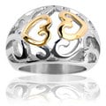 Goldplated Stainless Steel Vintage Heart Swirl Ring