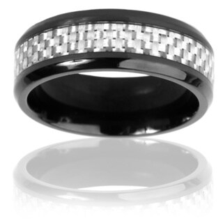 Black Titanium White Carbon Fiber Inlay Ring (8 mm)