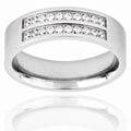 Men's Titanium Cubic Zirconia Double Stripe Ring