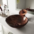 Vigo Kenyan Twilight Glass Vessel Sink and Waterfall Faucet Set