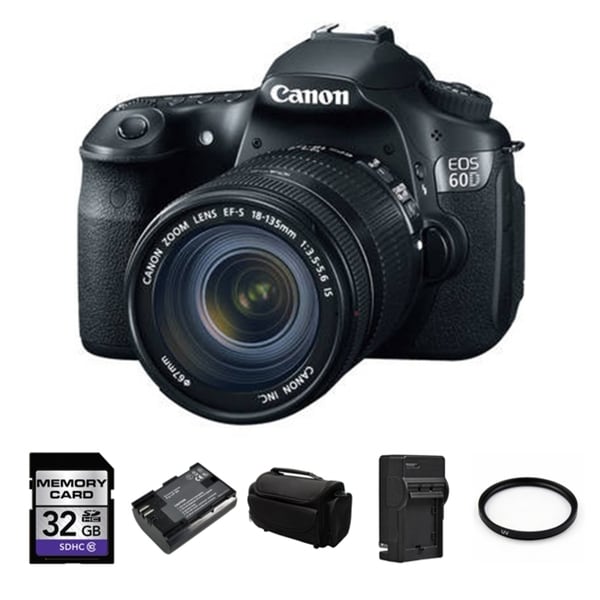 Canon EOS 60D 18MP Digital SLR Camera with EFS 18-135mm Lens Bundle