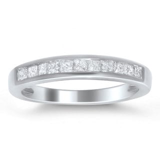 14k White Gold 1/2ct TDW Princess-cut Diamond Wedding Band (G-H, VS1-VS2)