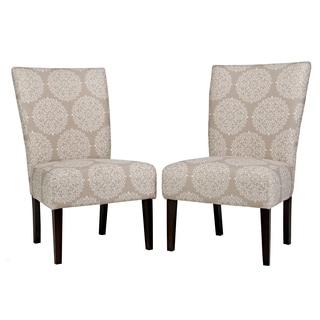 angelo:HOME Bradford Filigree Cream Tan Armless Chair Set (Set of 2)