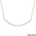 La Preciosa Sterling Silver Cubic Zirconia Curved Bar Necklace