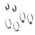 Sunstone Sterling Silver Bali 3-pair Endless Hoop Earring Set