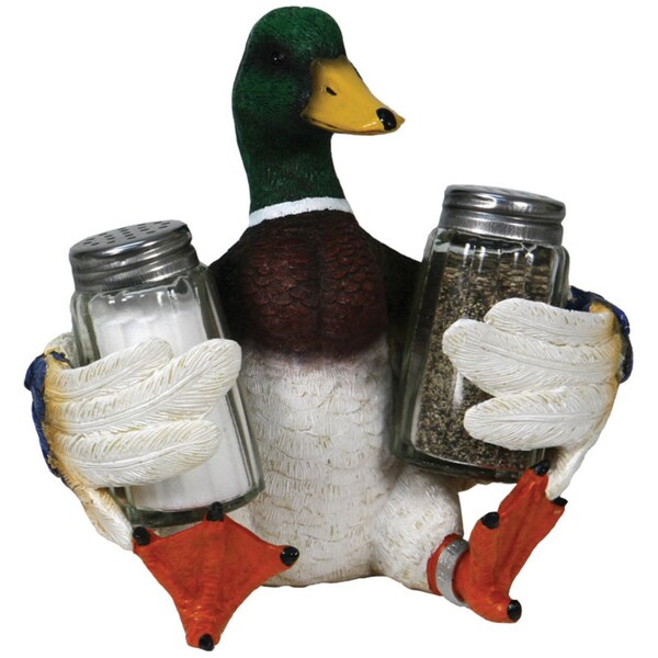 River's Edge Duck holding Glass Salt & Pepper Shaker Set