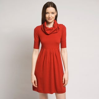 Qi Women's 'Drew' Red Cowl Neck Sweater Dress