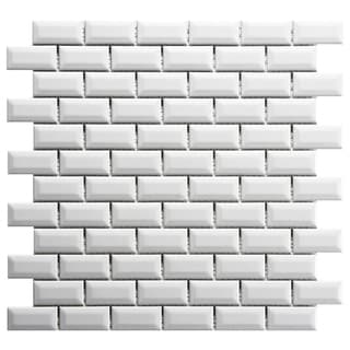 Special Offers SomerTile 12x12-in Victorian Subway Beveled 1x2-in White Porcelain Mosaic Tile (Pack of 10)
