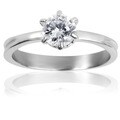 Stainless Steel Classic Prong-set Cubic Zirconia Solitaire Ring