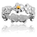 Stainless Steel Goldplated Accent Flower Ring