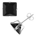 Tressa Sterling Silver Black Cubic Zirconia Square 7-mm Stud Earrings