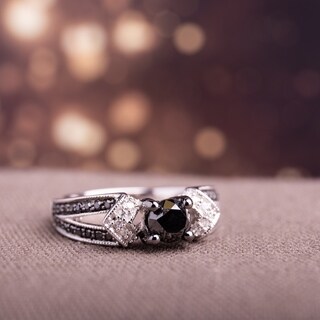 Miadora Sterling Silver 1ct TDW Black and White Diamond Ring (H-I, I2-I3)
