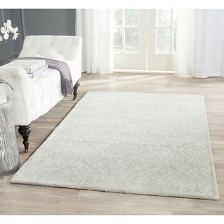 Handmade Bella Silver Wool and Viscose Rug (5'x 8')