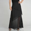 Marina Women's Black Tiered Beaded Hem Maxi Skirt