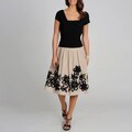 S.L. Fashions Women's Two-tone Embroidered Hem Party Dress