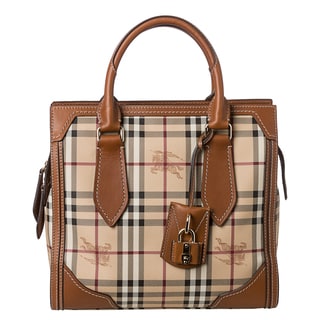 Burberry 'Classic Honeywood' Small Haymarket Check Tote Bag