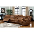 Mayoli Leather-like Caramel Sectional Set with Duo Recliners