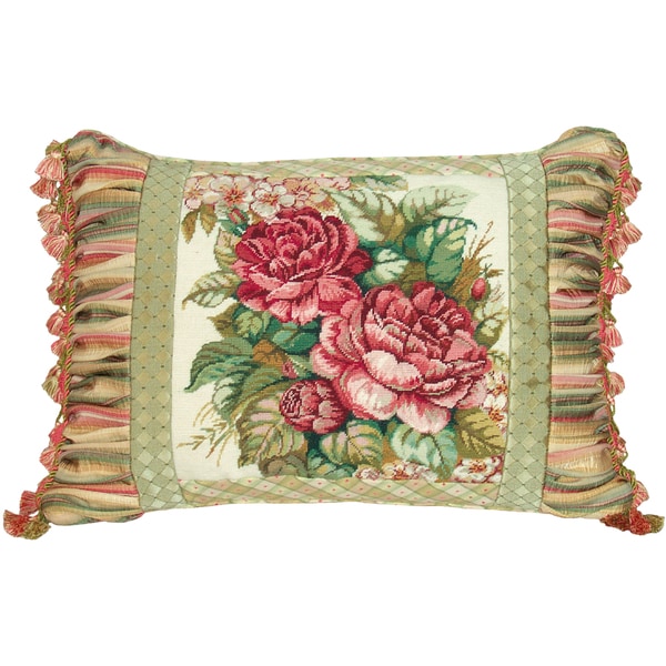 Spring Rose Needlepoint Decorative Throw Pillow - 15256842 - Overstock.com Shopping - Great ...