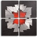Handcrafted 'Beaten Tin Window Frame' Metal on Hand-painted Canvas Wall Decor