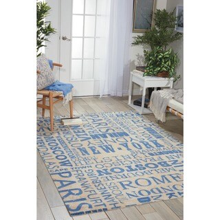 Waverly Sun & Shade Distressed Blue Indoor/ Outdoor Rug (10' x 13')