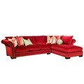 Venice 2-piece Red Nail Head Fabric Oversized Sectional