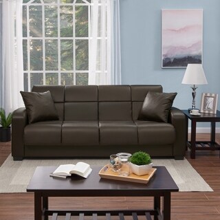Portfolio Turco Convert-a-Couch Brown Renu Leather Futon Sofa Sleeper