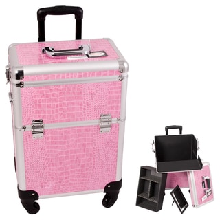 Sunrise Pink Crocodile Rolling Cosmetic Makeup Case