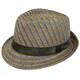 Faddism Men's Brown and Navy Patterned Fedora Hat