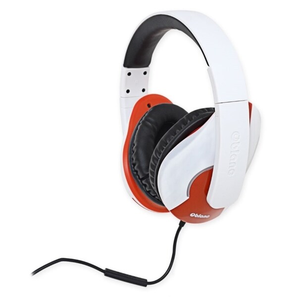 SYBA Multimedia Oblanc Shell (White/Red) Stereo Headphone w/In-line M