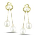 Miadora 10k Yellow Gold Pearl Dangle Earrings (7.5-8 mm)