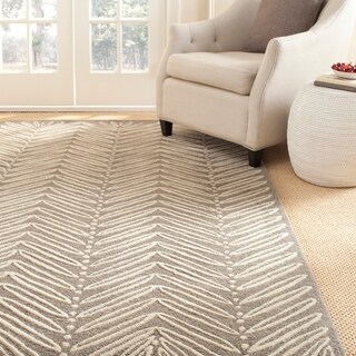 Martha Stewart Chevron Leaves Chamois Beige Wool/ Viscose Rug (9' x 12')