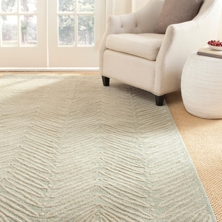 Martha Stewart Chevron Leaves Milk Pail Green Wool/ Viscose Rug (5' x 8')