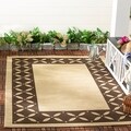 Martha Stewart Mallorca Border Cream/ Chocolate Indoor/ Outdoor Rug (4' x 5' 7)