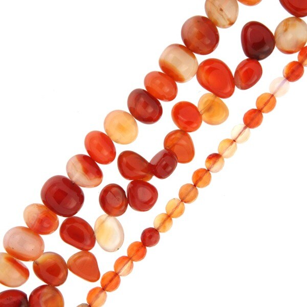 Pearlz Ocean Orange Carnelian Loose Bead Strands Set of 3
