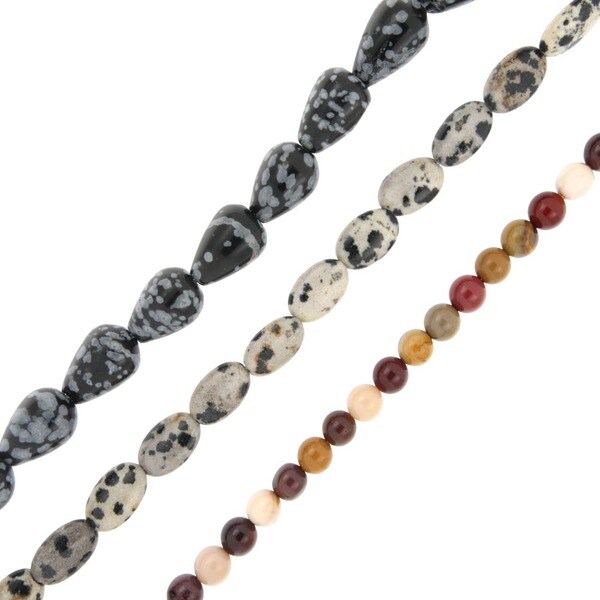 Pearlz Ocean Multi-colored Jasper Loose Bead Strands Set of 3
