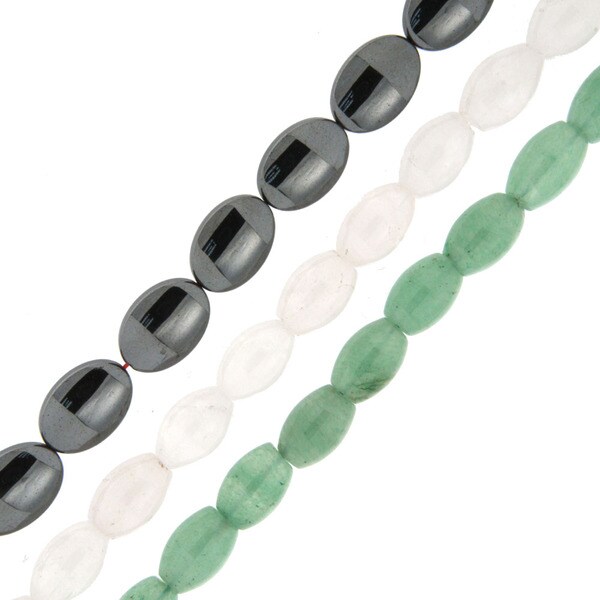 Pearlz Ocean Rose Quartz, Hematite and Aventurine Loose Bead Strands Set of 3