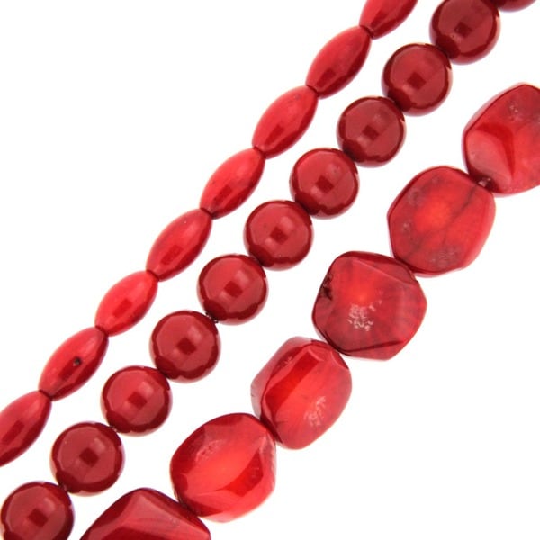 Pearlz Ocean Dyed Bamboo Coral Loose Bead Strands Set of 3