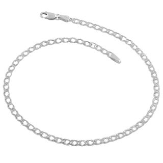 silver anklet anklets inch ankle bracelets curb sterling double jewelry mm