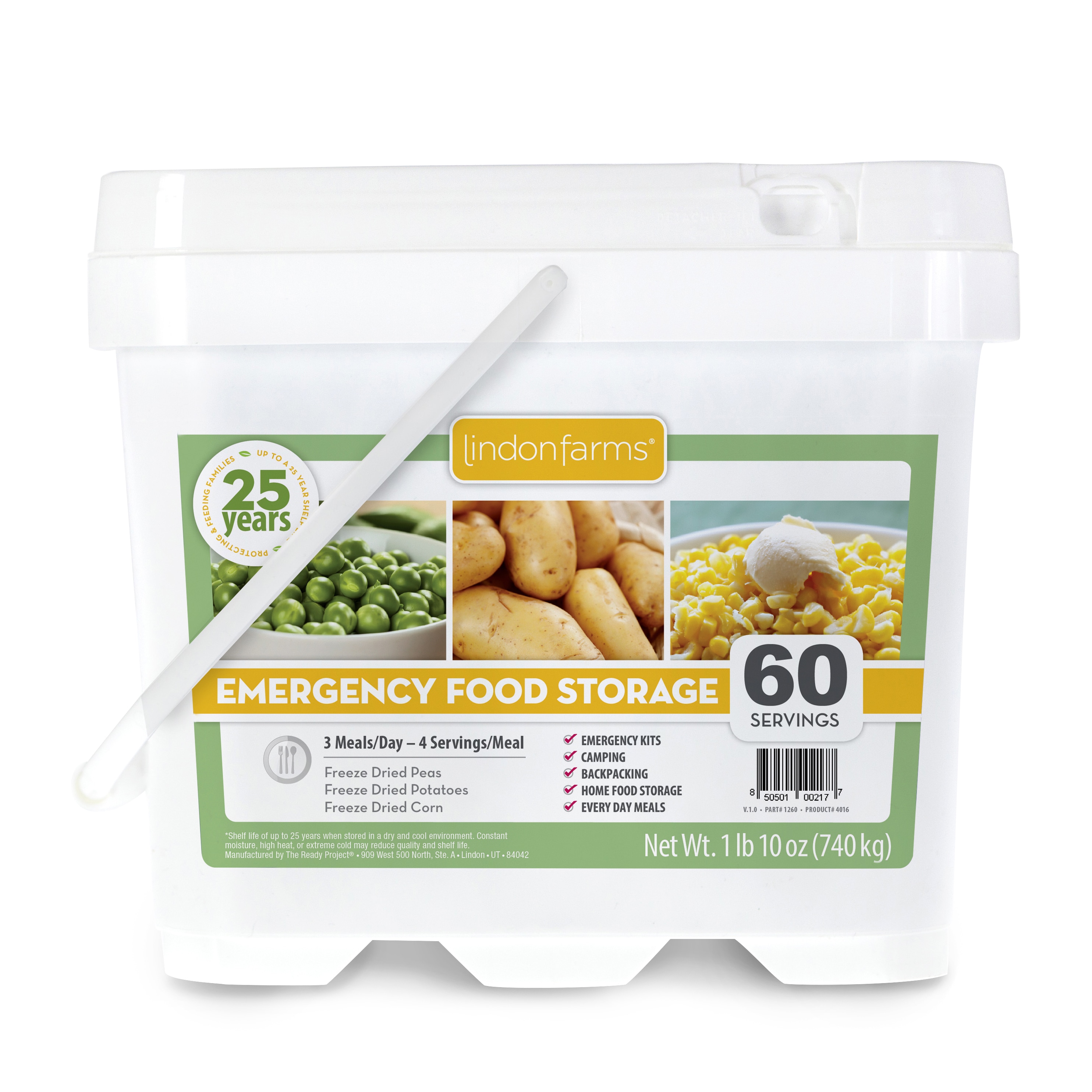 Lindon Farms 60 Servings Emergency Food Storage Kit Today $69.95