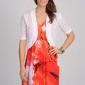 Lennie for Nina Leonard Women's White Crochet Shrug