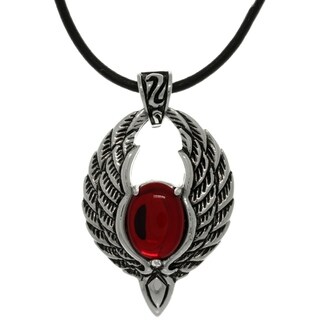 CGC Steel Red Glass Winged Phoenix Necklace