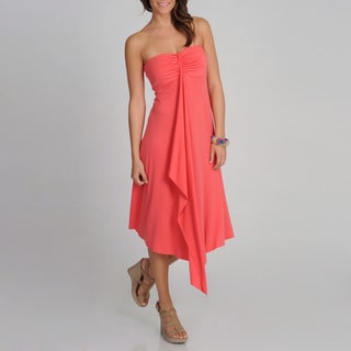 Annalee + Hope Women's Coral Strapless Cascading Ruffle Dress