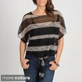 Annalee + Hope Women's Striped Lace Tie-front Top
