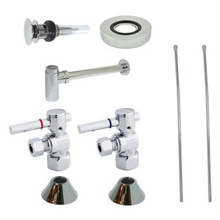 Solid-Brass Decorative Vessel Sink Chrome Plumbing Supply Kit with Overflow Hole-Image