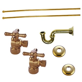 Decorative Polished Brass Plumbing Supply Kit (Drain, Shut-off Valves and Supply Lines)-Image