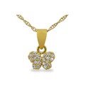 Gold over Silver Children's Pave Cubic Zirconia Butterfly Necklace