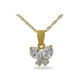 Gold over Silver Children's Cubic Zirconia Butterfly Necklace