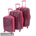 American Travel 3-piece Polka Dot Expandable Lightweight Hardside Spinner Luggage Set