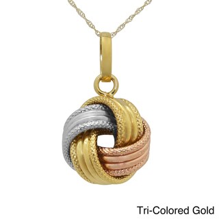Gioelli 14k Gold Textured Large Love Knot Necklace