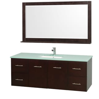 Now Sale Centra Espresso/ Green Glass 60-inch Single Bathroom Vanity Set